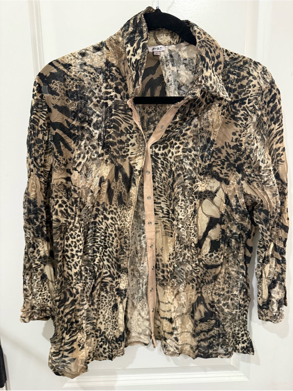 Ara Animal Print Button-Down Shirt in Tan, Black, Cream
